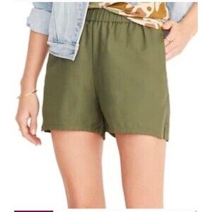 Madewell Women's M Easy Pull On Shorts Olive Green Cotton Viscose Blend 3.5"